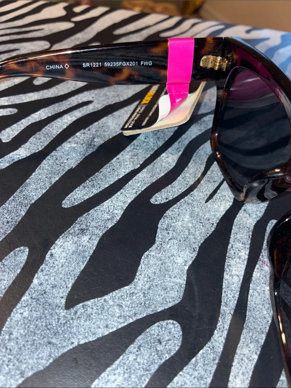 Foster Grant Tortoiseshell Cat-Eye Sunglasses with Pink Temple Accent